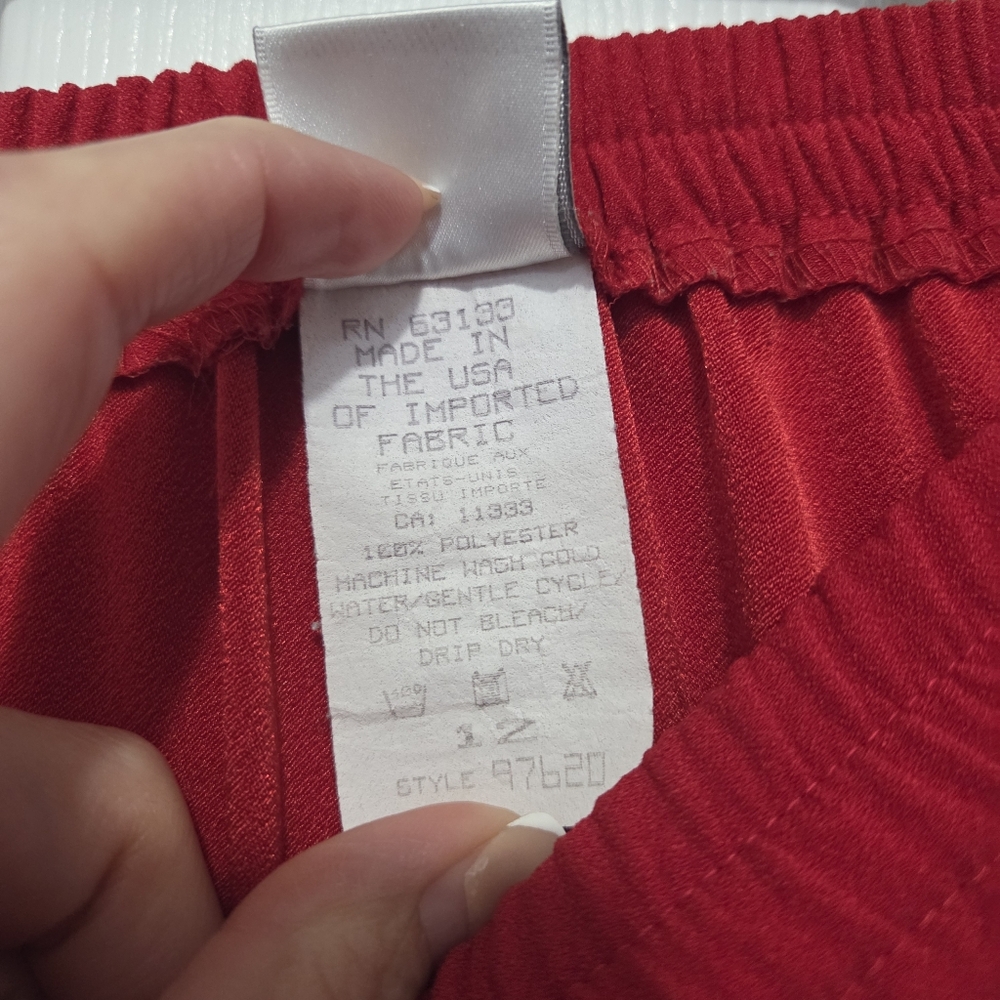Vintage Bleye Pull-on A-line Elastic Waist Red Midi Skirt Size 12 - Picture 5 of 7
